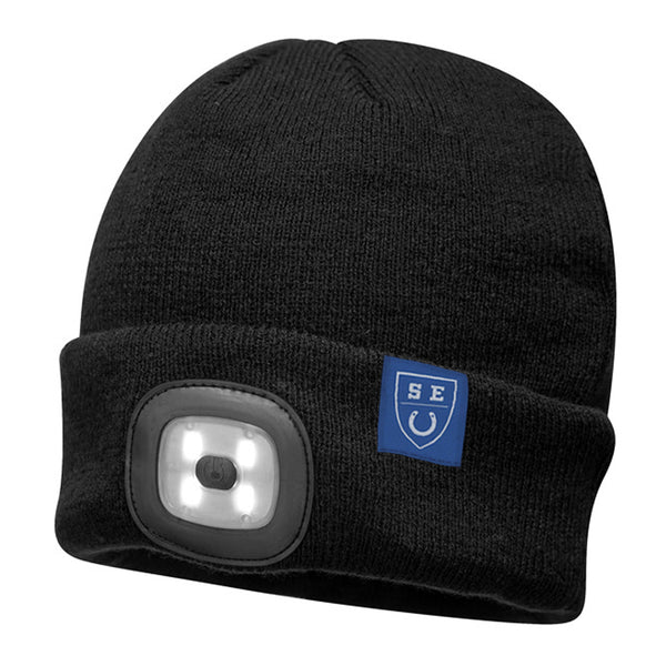 SEU Black Bobble Hat with Light